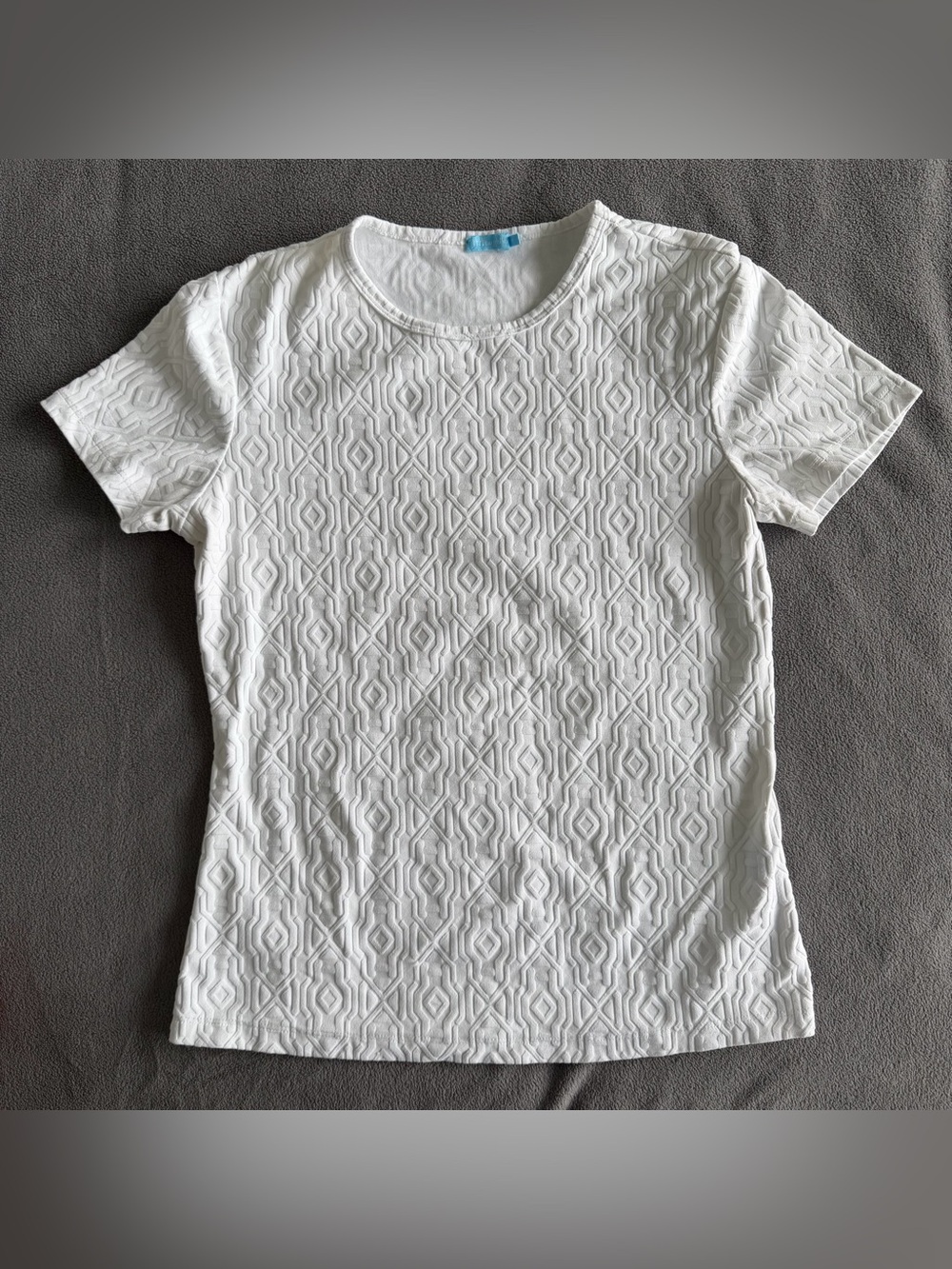 J. McLaughlin Catalina Cloth Jacquard Allie Top T-Shirt M White Geometric Print